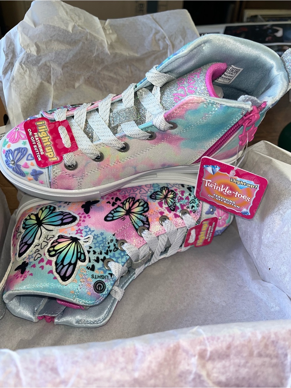 Skechers Kids Sz 13 Girls Light-up Twinkle Sparks “Flutter Daydream” Hightop NIB - Picture 6 of 10